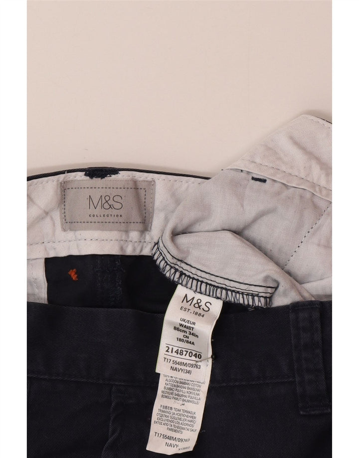 Marks & Spencer Herren-Chinoshorts W34, Größe L, Marineblau, Baumwolle