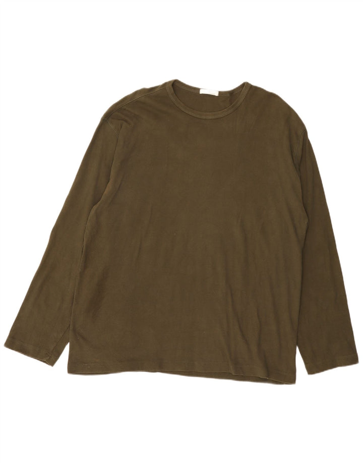 Marks & Spencer Herren Top Langarm 2XL Khaki Baumwolle