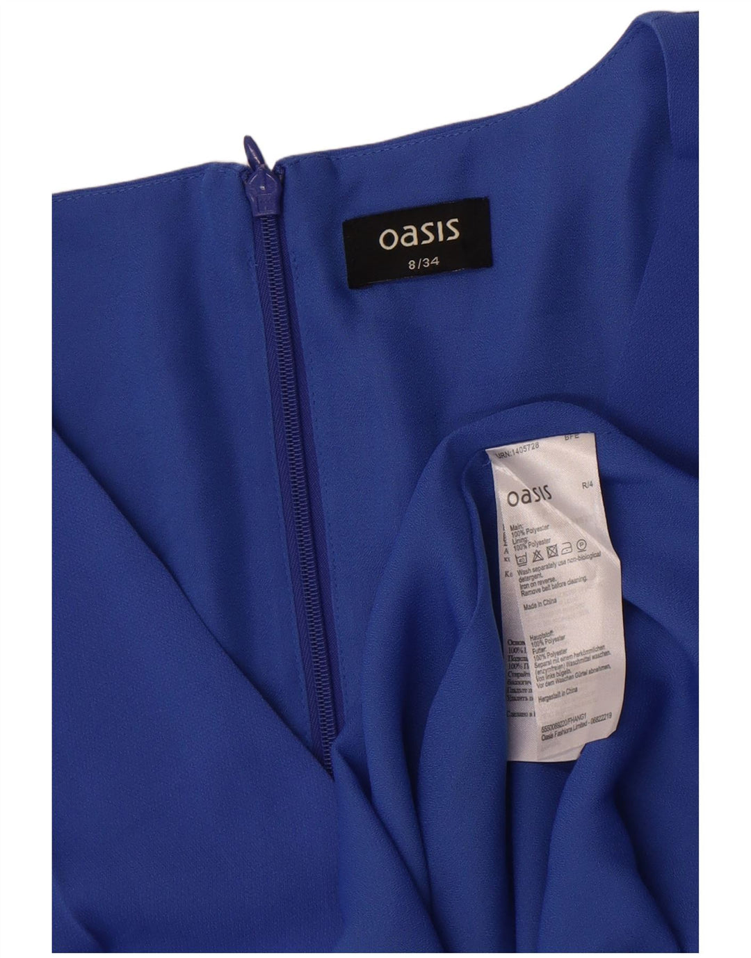 Oasis Damen-Etuikleid mit 3/4-Ärmeln, Größe S, Blau, Polyester