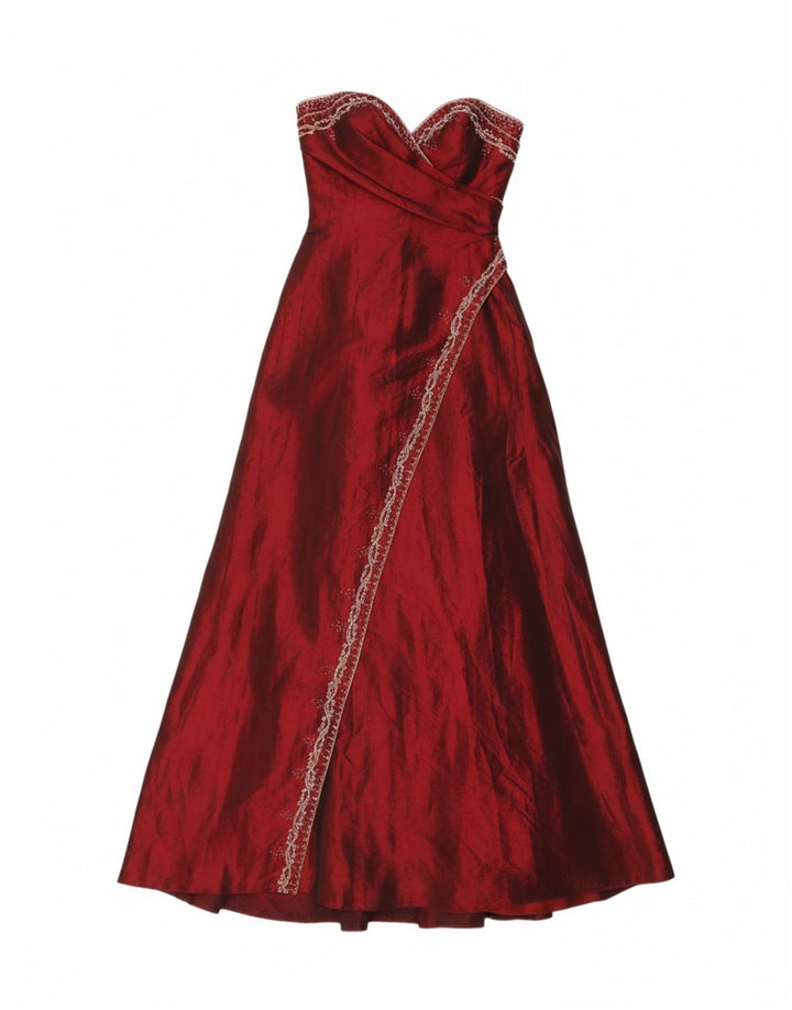 JORA Womens Strapless Dress UK 2 2XS Burgundy Polyester Vintage Jora and Second-Hand Jora from Messina Hembry 