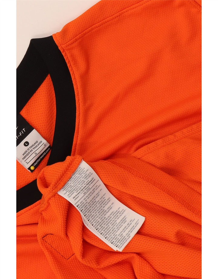 Nike Herren-Dri-Fit-Oberteil, langärmelig, groß, orangefarbenes Farbblock-Polyester