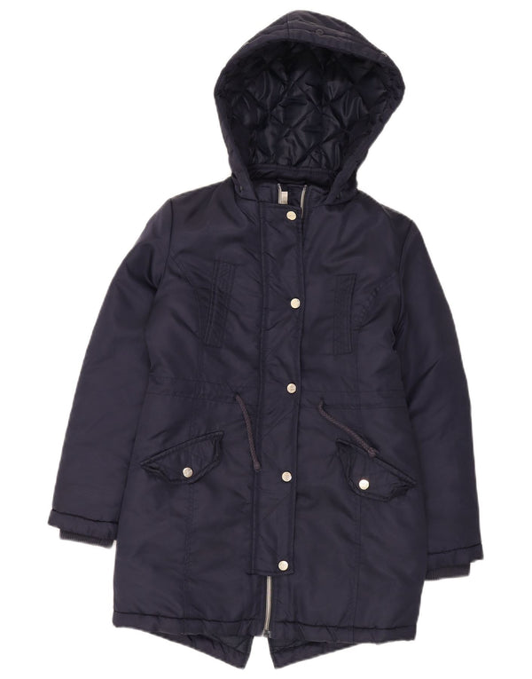 Lipsy Wattierter Mantel mit Kapuze für Mädchen, 9–10 Jahre, Marineblau, Polyamid