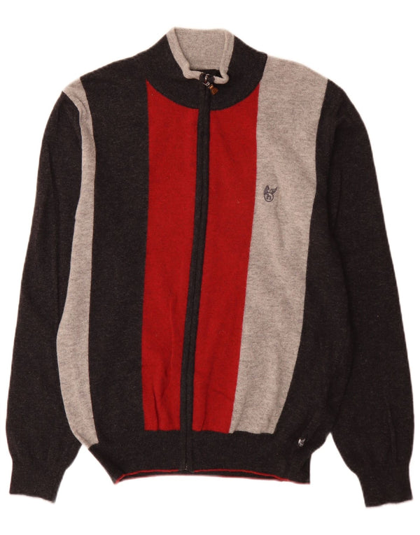Hajo Herren-Cardigan mit durchgehendem Reißverschluss, Gr. 38, Small, Grau, Colourblock-Wolle