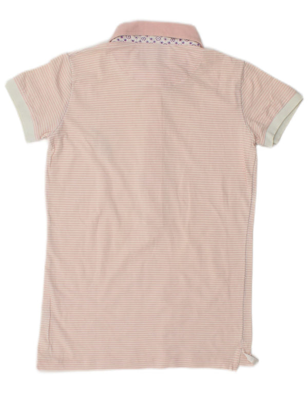 Avirex Damen Poloshirt UK 10 Small Rosa Nadelstreifen Baumwolle
