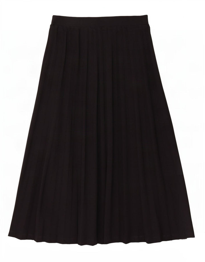Marks & Spencer Damen Midi-Faltenrock UK 12 Medium W30 Schwarz Polyester