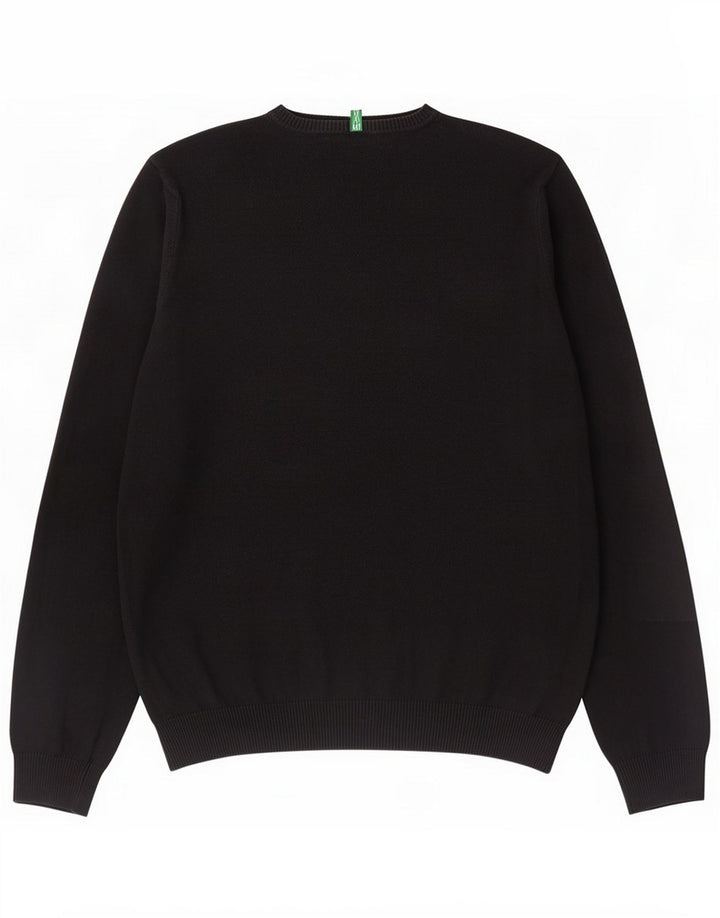 Benetton Herren-Pullover mit Rundhalsausschnitt, groß, Schwarz