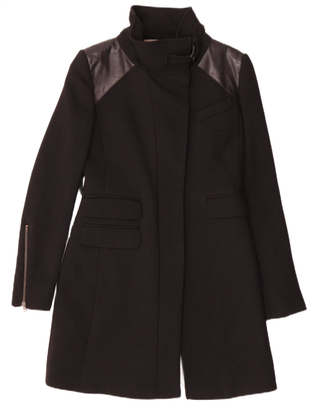 PINKO Damenmantel UK 8 Small Schwarzer Colourblock-Acetat