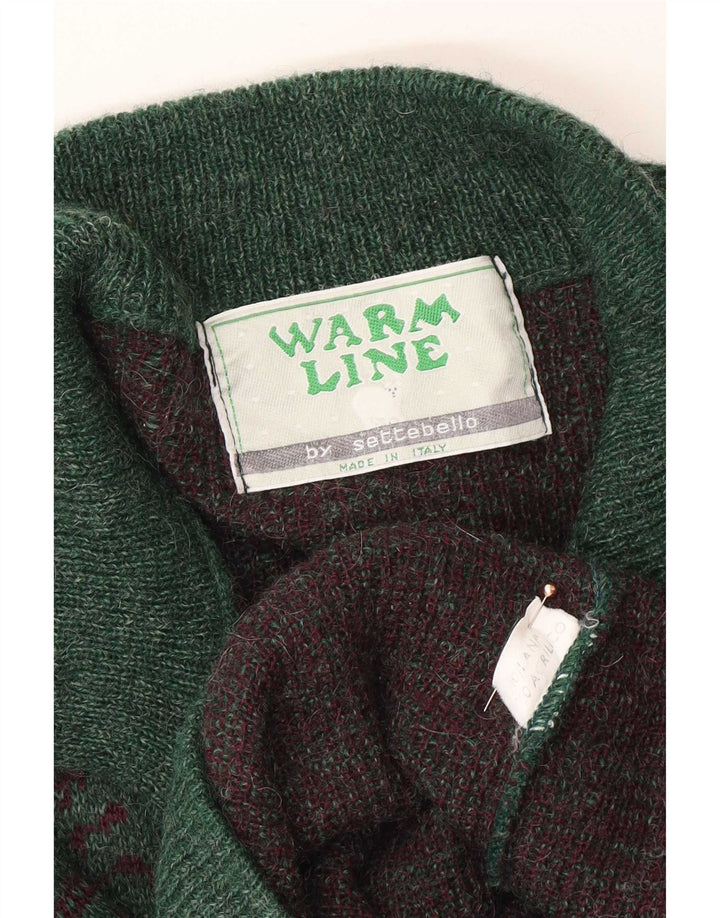 Settebello Herren-Strickjacke, groß, grün kariert, Wolle