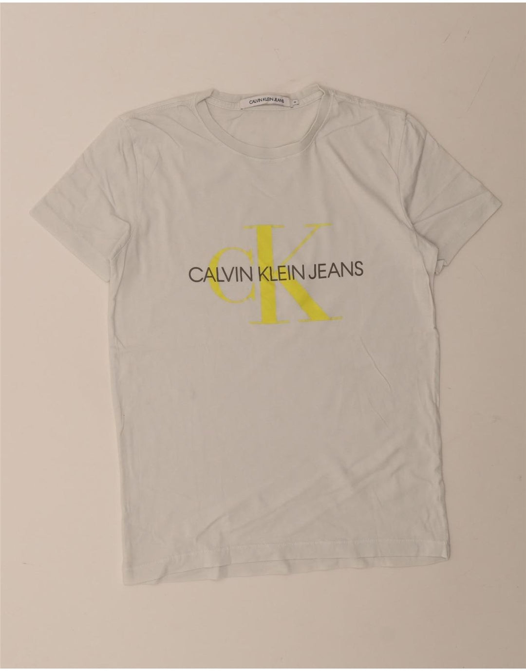 CALVIN KLEIN JEANS Herren T-Shirt mit Grafik, Mittelweiß