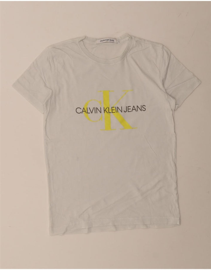 CALVIN KLEIN JEANS Herren T-Shirt mit Grafik, Mittelweiß