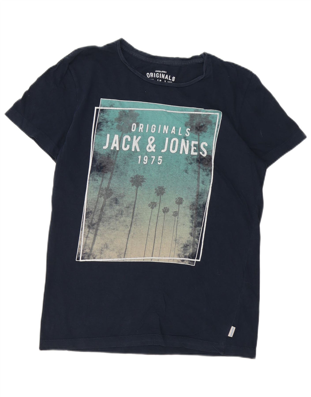Jack & Jones Herren-T-Shirt mit Grafik, mittlere Marineblau-Baumwolle