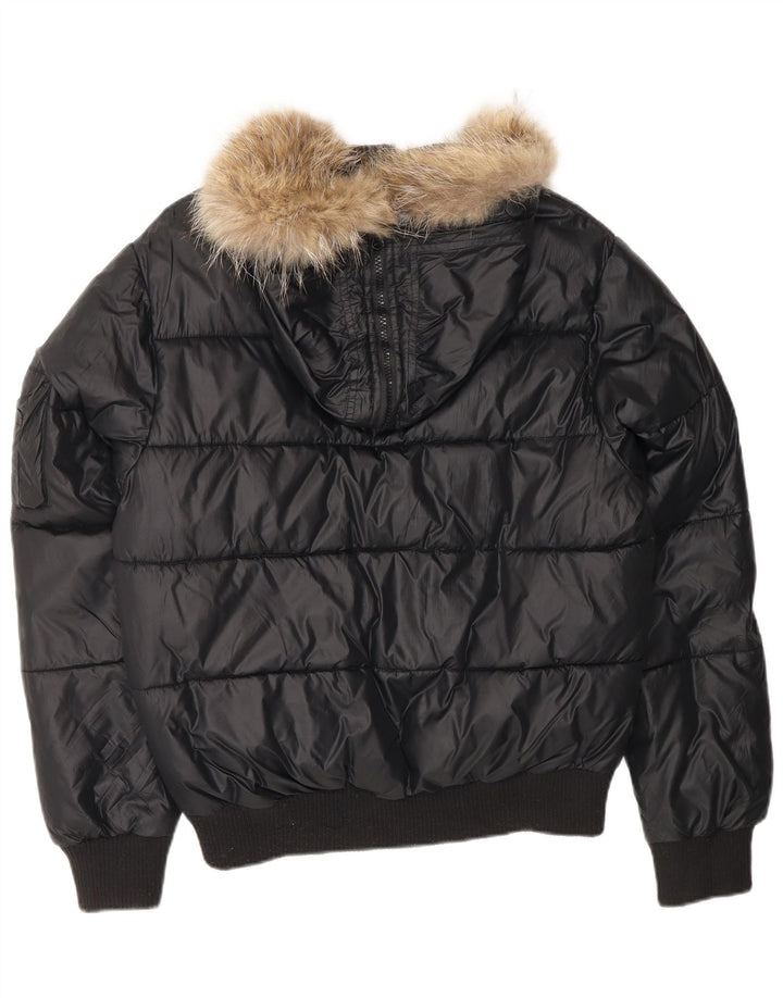 PICKWICK Wattierte Damenjacke mit Kapuze, UK 18 XL, schwarzes Nylon