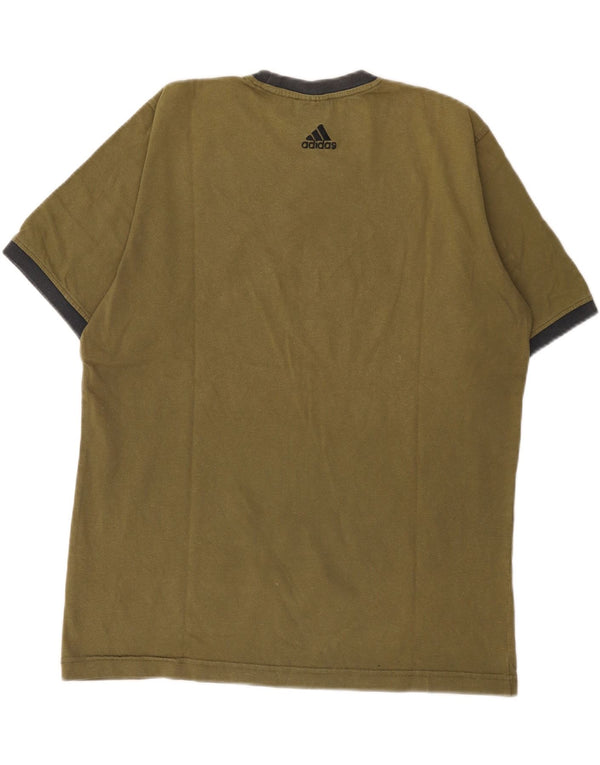 Adidas Herren Grafik-T-Shirt-Oberteil aus mittlerer Khaki-Baumwolle