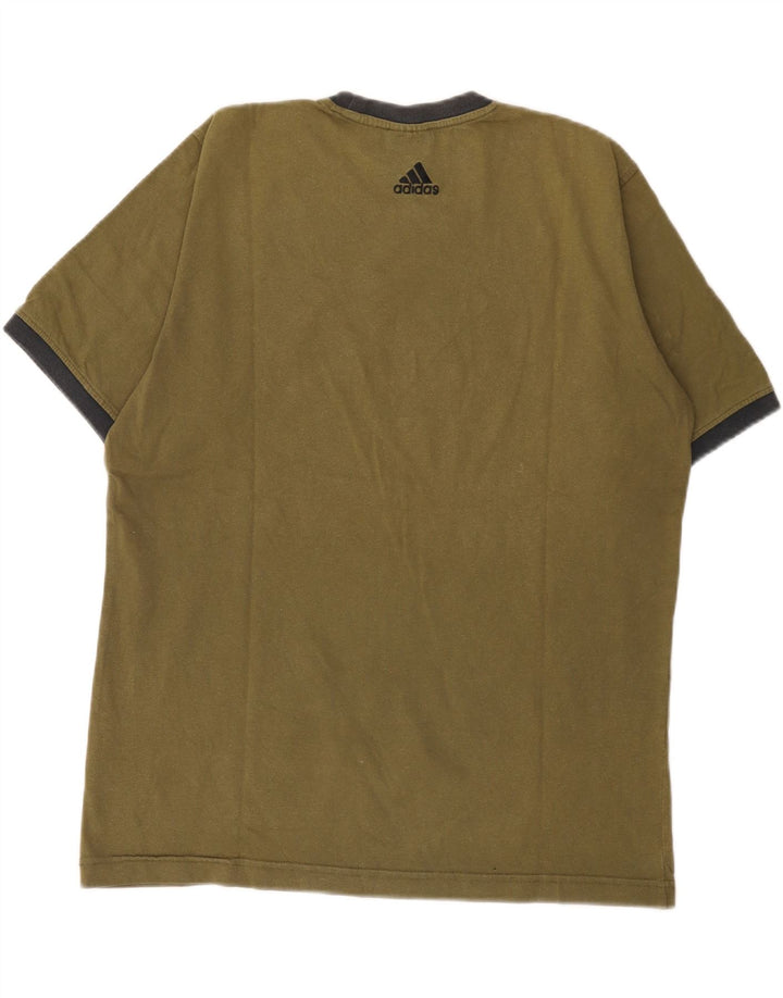Adidas Herren Grafik-T-Shirt-Oberteil aus mittlerer Khaki-Baumwolle