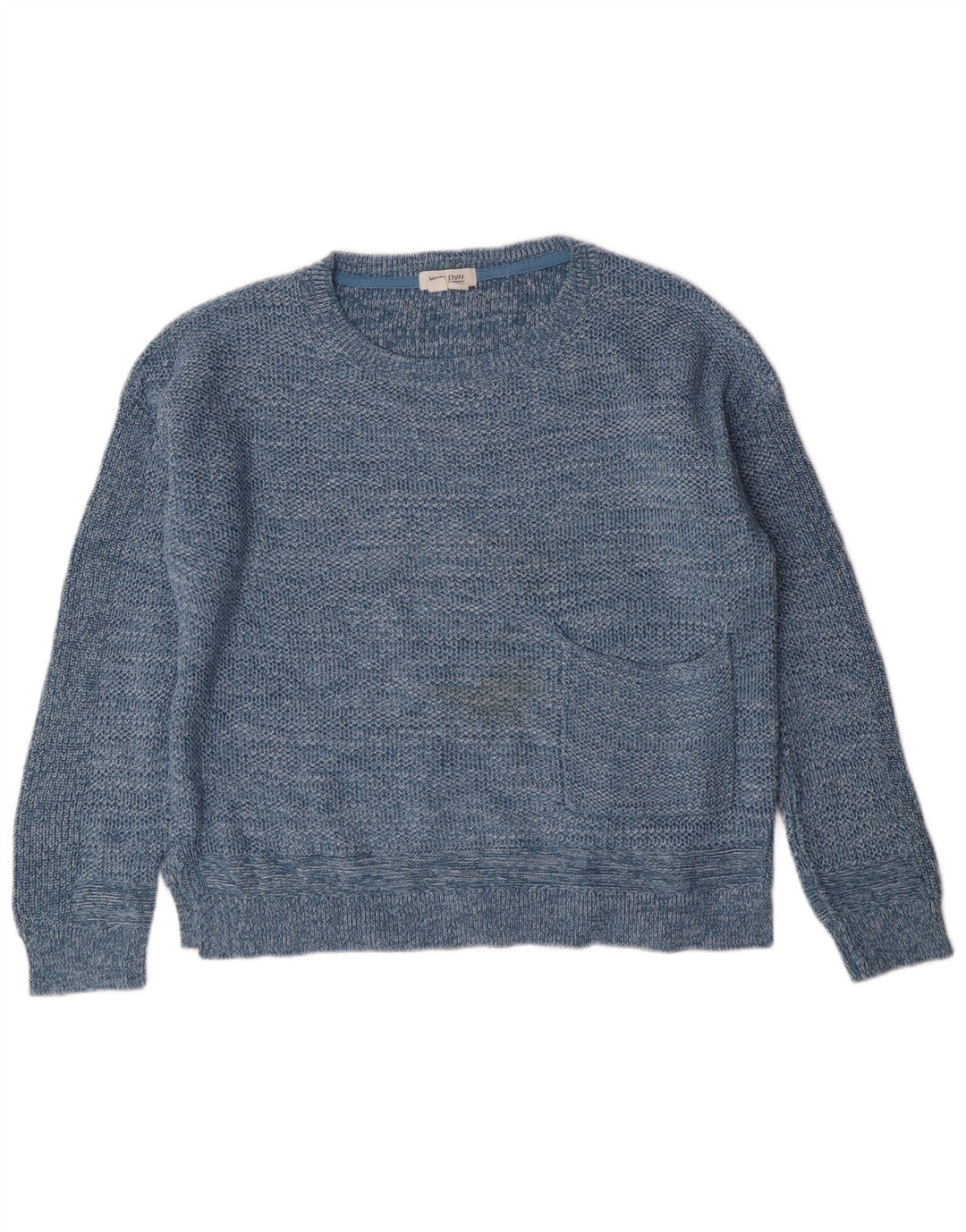White Stuff Damen-Pullover mit Rundhalsausschnitt, UK 12, mittelblaue Baumwolle