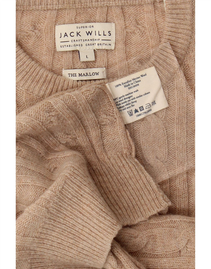 JACK WILLS Herren The Marlow Pullover mit Rundhalsausschnitt, Größe L, Beige
