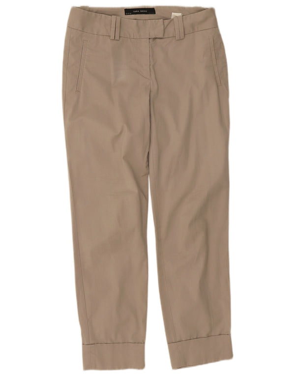 Zara Damen Slim Fit Chinohose EU 36 XS W26 L27 Beige Baumwolle