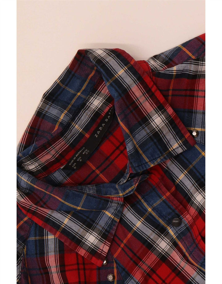 Zara Damen Flanellhemd UK 14 Mittelrot kariert