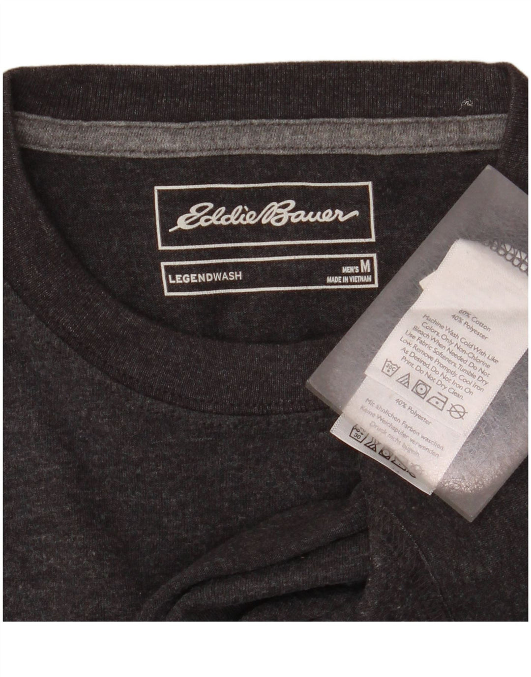 EDDIE BAUER Herren T-Shirt-Oberteil aus mittelgrau gesprenkelter Baumwolle