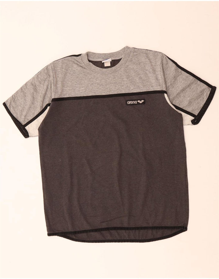 ARENA Herren-T-Shirt-Oberteil aus mittelgrauer Colourblock-Baumwolle