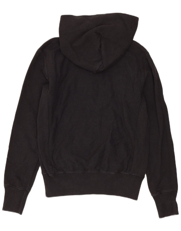 CHAMPION Womens Graphic Hoodie Jumper UK 10 Small Black Cotton