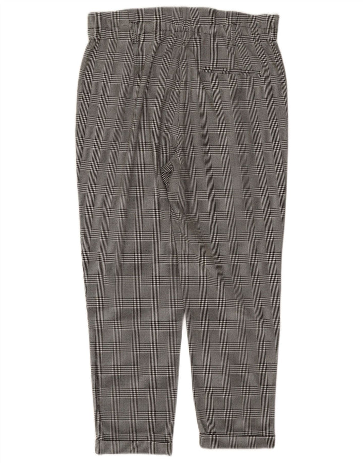 Zara Damen Trafaluc verkürzte Hose, groß, W30, L26, grauer Hahnentrittmuster