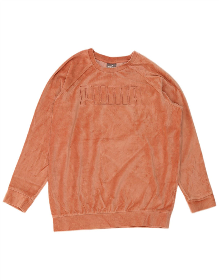 Puma Damen Graphic Velvet Sweatshirt Pullover UK 12 Medium Orange