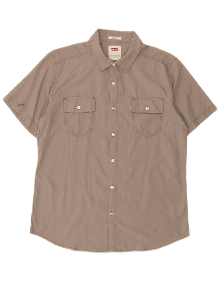 Levi's Herren-Hemd, kurzärmelig, Standard-Passform, groß, aus grauer Baumwolle