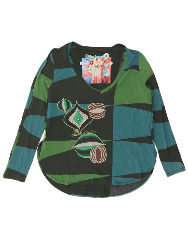 Desigual Damen Graphic Top Langarm UK 20 2XL Mehrfarbig Geometrisch