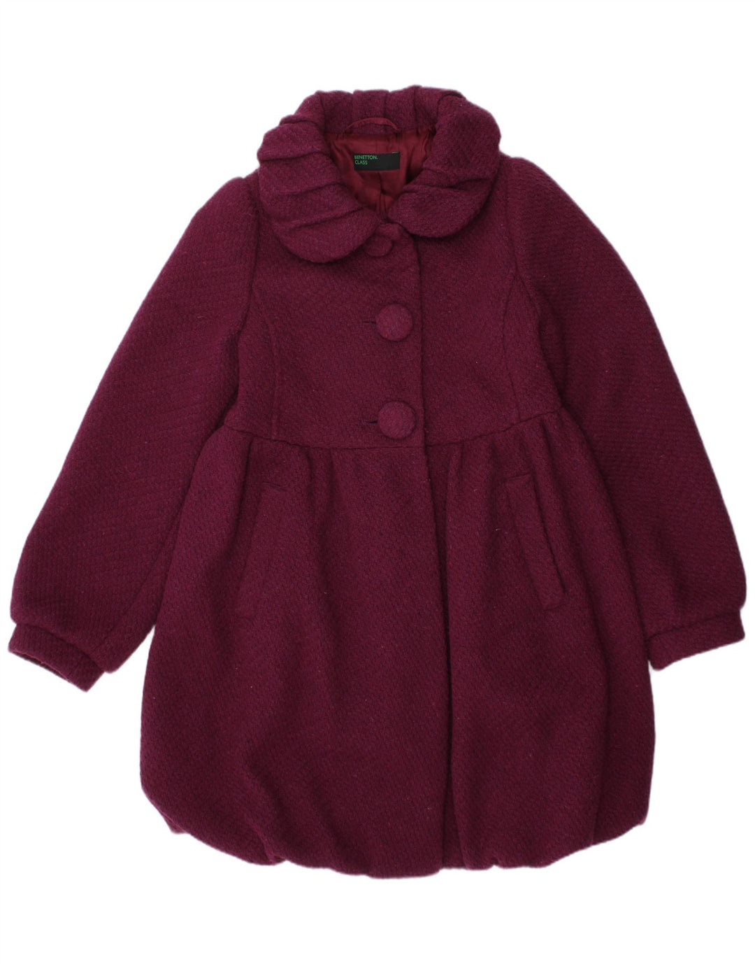 BENETTON Girls Overcoat 6-7 Years Small  Purple Acrylic