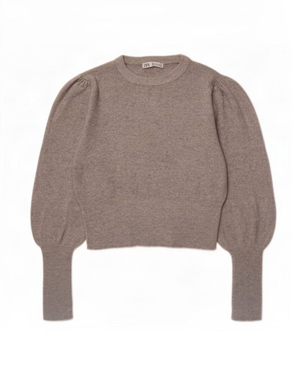Zara Damen-Pullover mit Rundhalsausschnitt, UK 14, mittelgraues Acryl