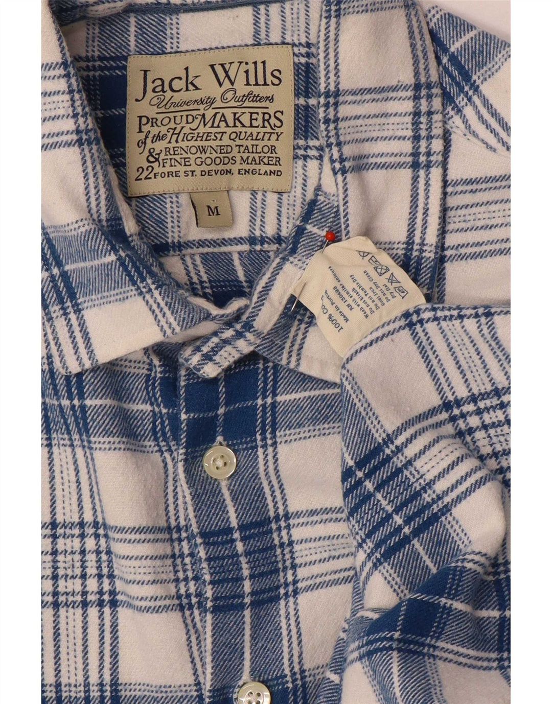 Jack Wills Herren-Flanellhemd aus mittelblau karierter Baumwolle