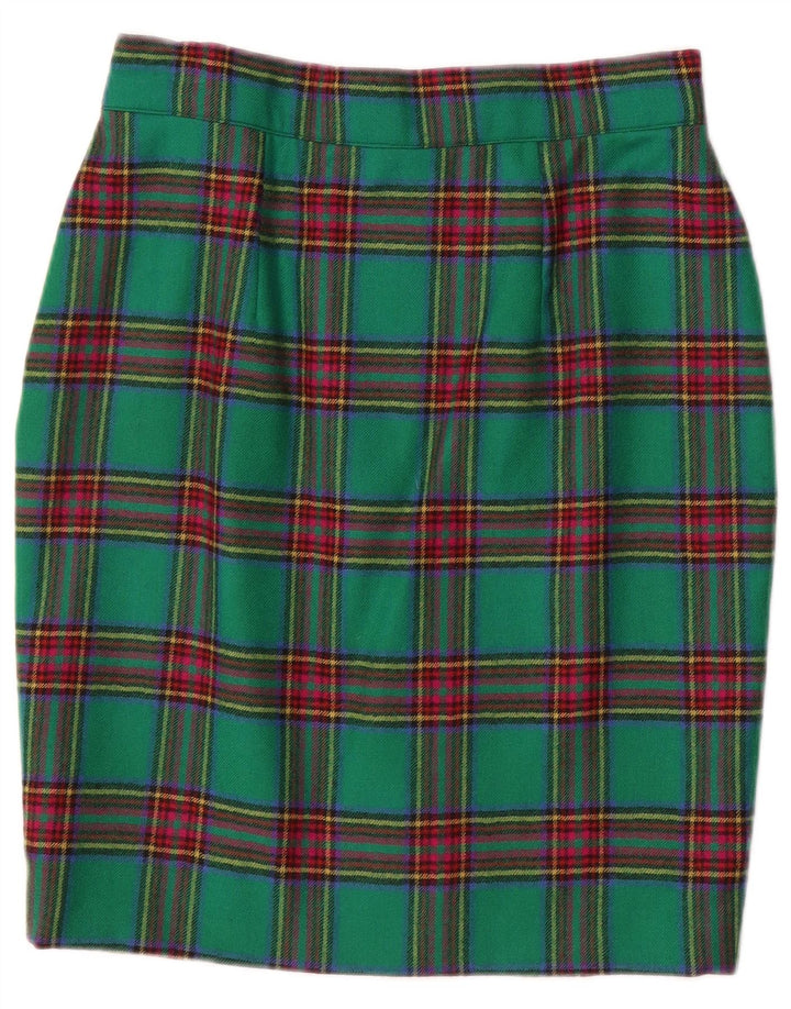Vintage Damen Bleistiftrock W28 Mittelgrün kariert