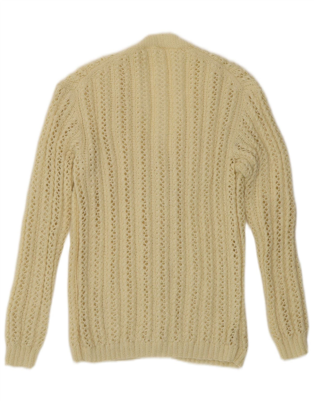 Vintage Damen Häkel-Cardigan-Pullover UK 14 Medium Off White