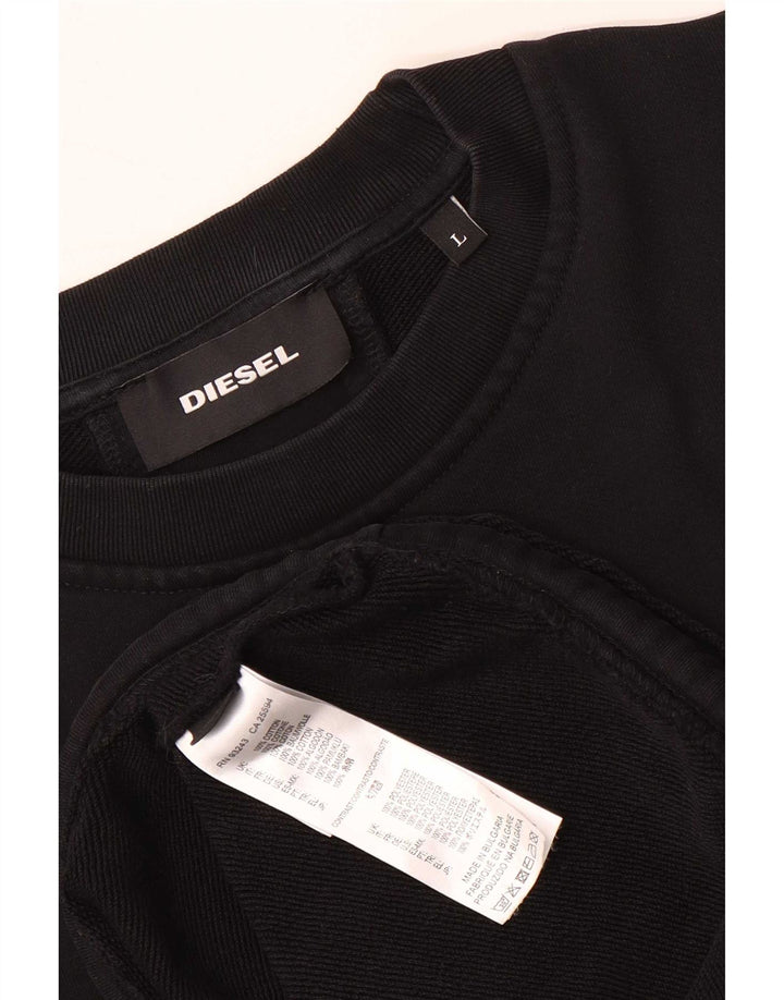 Diesel Herren-Sweatshirt-Pullover, groß, schwarz gestreift, Baumwolle