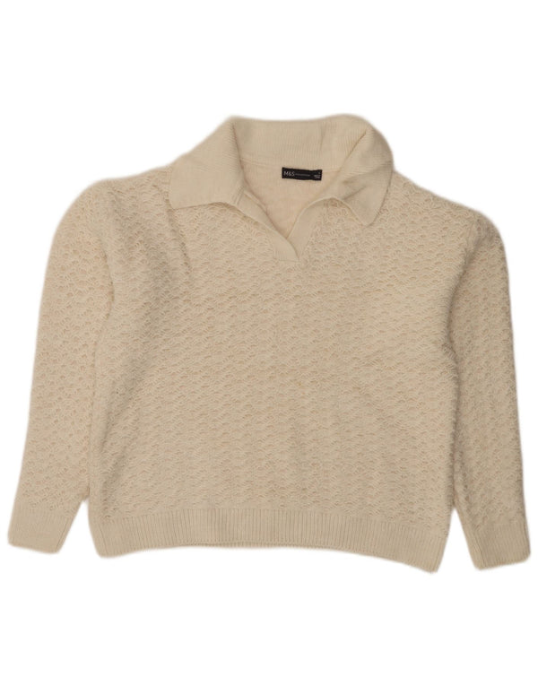 Marks & Spencer Damen-Pullover, übergroß, Rollkragenpullover, Gr. 10, Größe S, Weiß