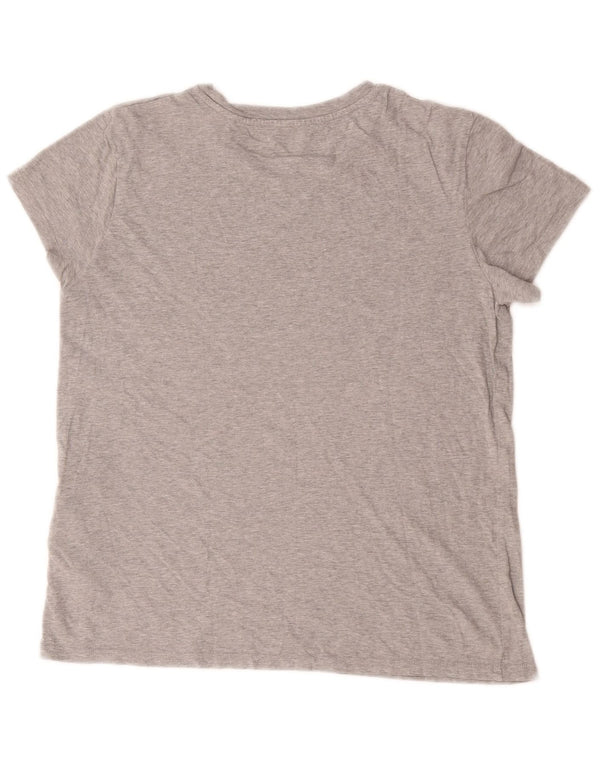 Levi's Womens Graphic T-Shirt Top UK 14 Mittelgrau gefleckte Baumwolle