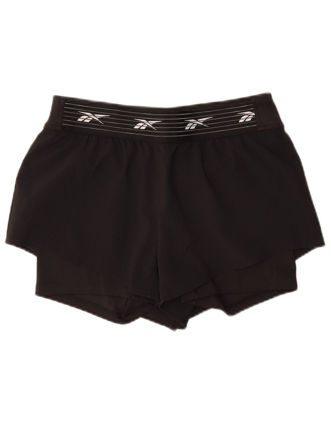 Reebok Womens Graphic Sport Shorts UK 12/14 Medium Schwarz Polyester