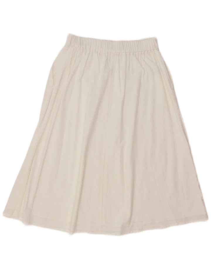 Benetton Damen-A-Linien-Rock, Größe M, W30, weiße Baumwolle