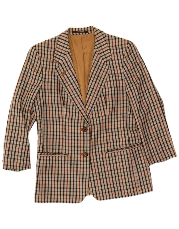 DAKS Damen-Blazer mit 2 Knöpfen, UK 14, Mittelbeige kariert