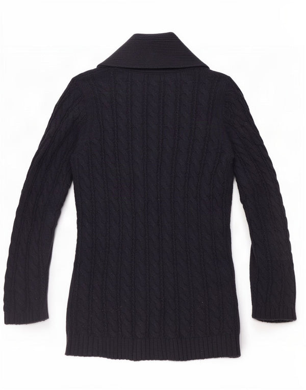 Zara Damen-Cardigan-Pullover UK 14 Mittelmarineblaue Baumwolle