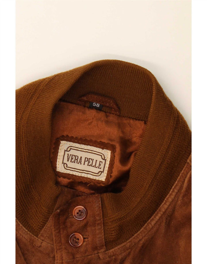 Vintage Herren Bomber Wildlederjacke IT 58 4XL Braunes Leder