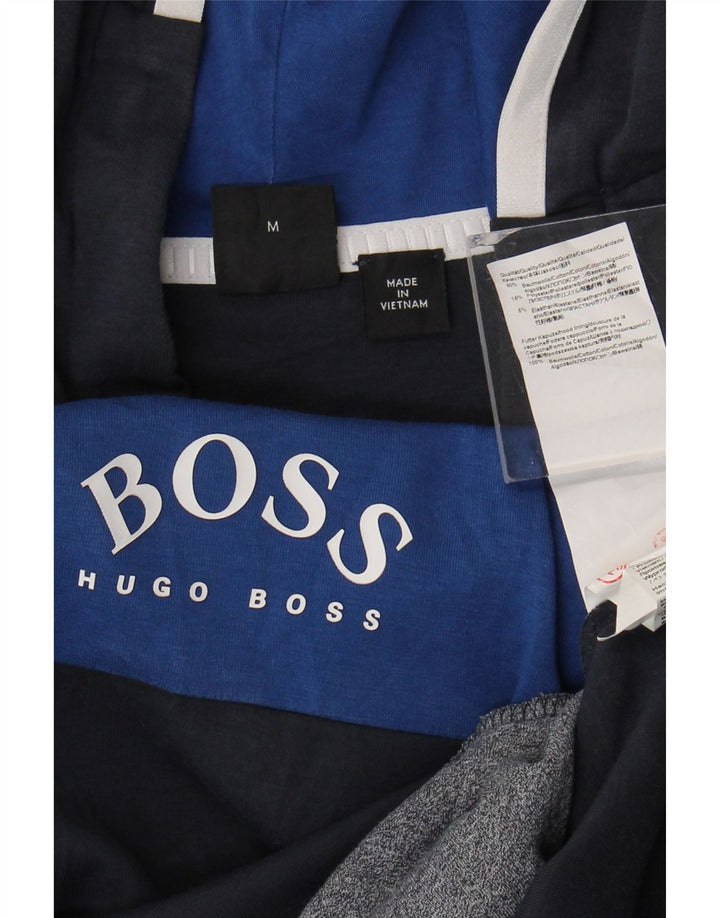 Hugo Boss Herren-Kapuzenpullover mit Grafik, mittelgroß, marineblau, Colourblock-Baumwolle