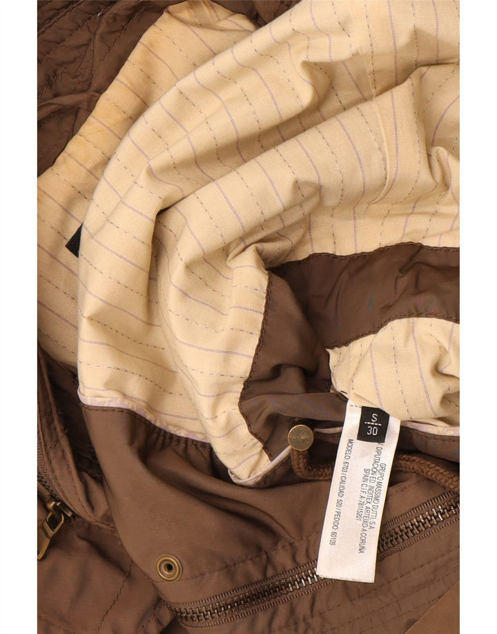 MASSIMO DUTTI Damen-Utility-Jacke mit Kapuze, UK 10, Größe S, braun, Polyester