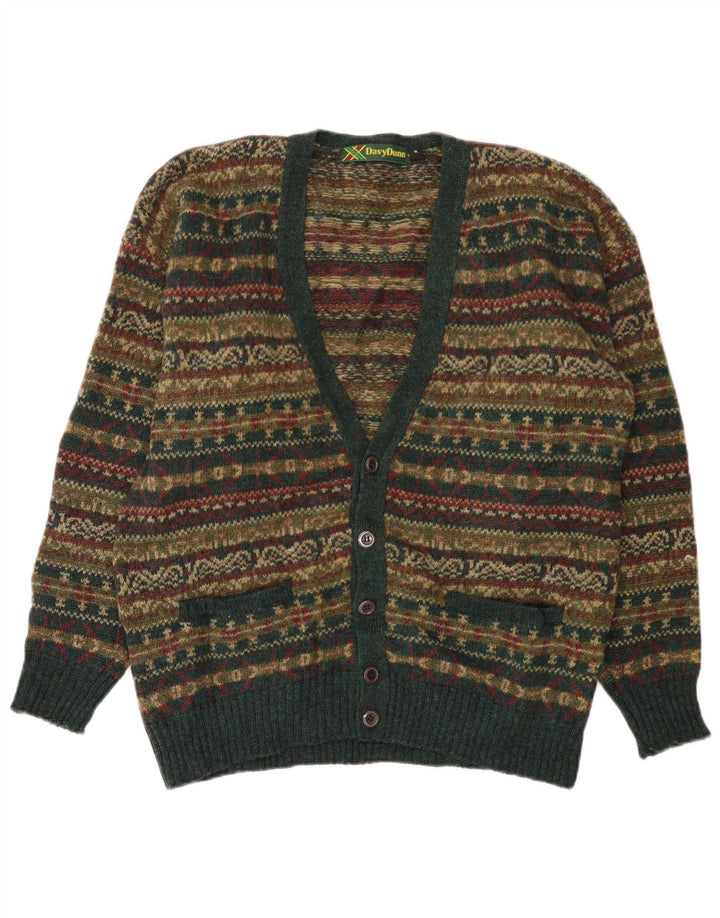 Vintage Herren Cardigan Pullover Medium Mehrfarbig Fair Isle Wolle