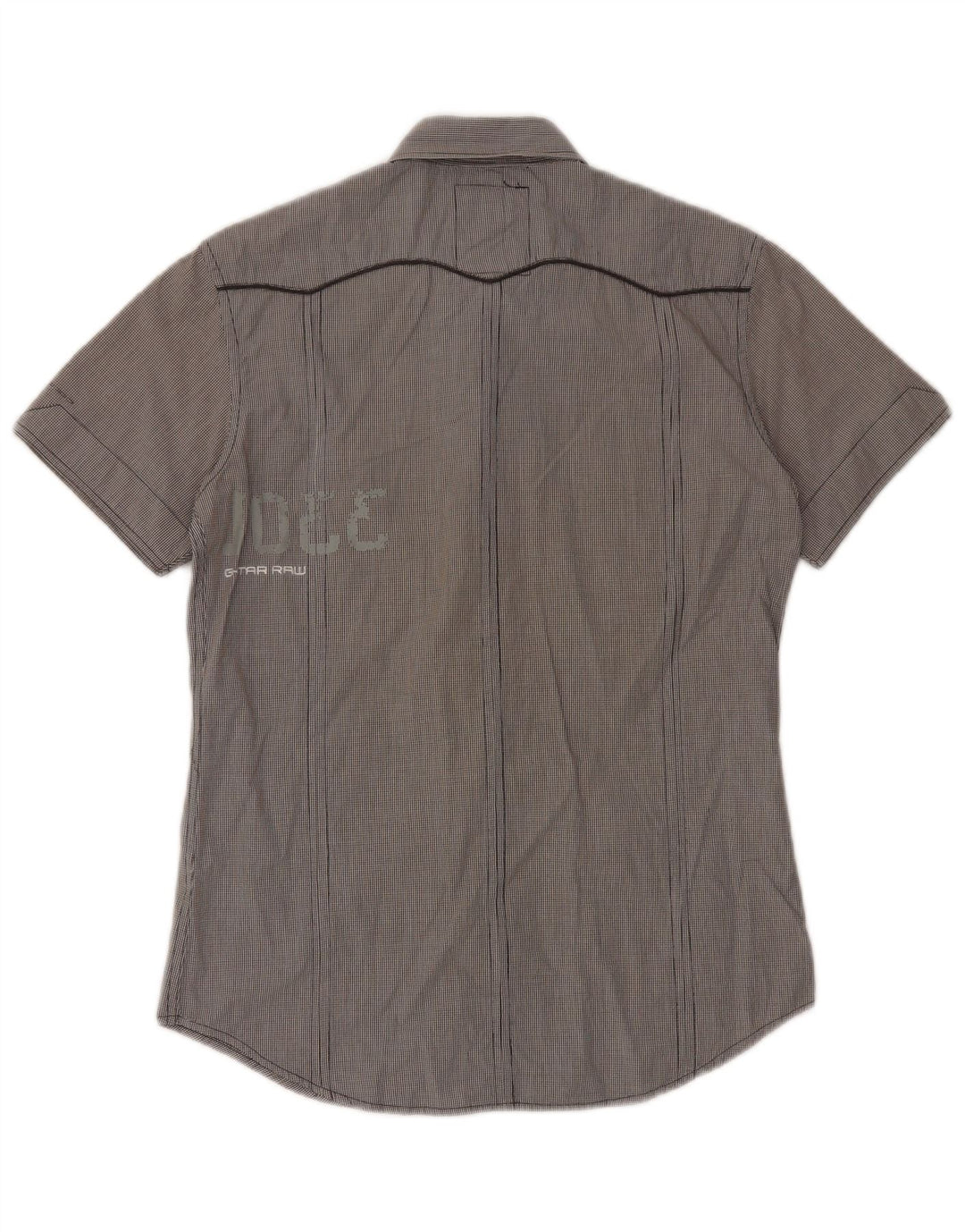 G-Star Herren-Kurzarm-Militärhemd aus mittelgrauer Gingham-Baumwolle