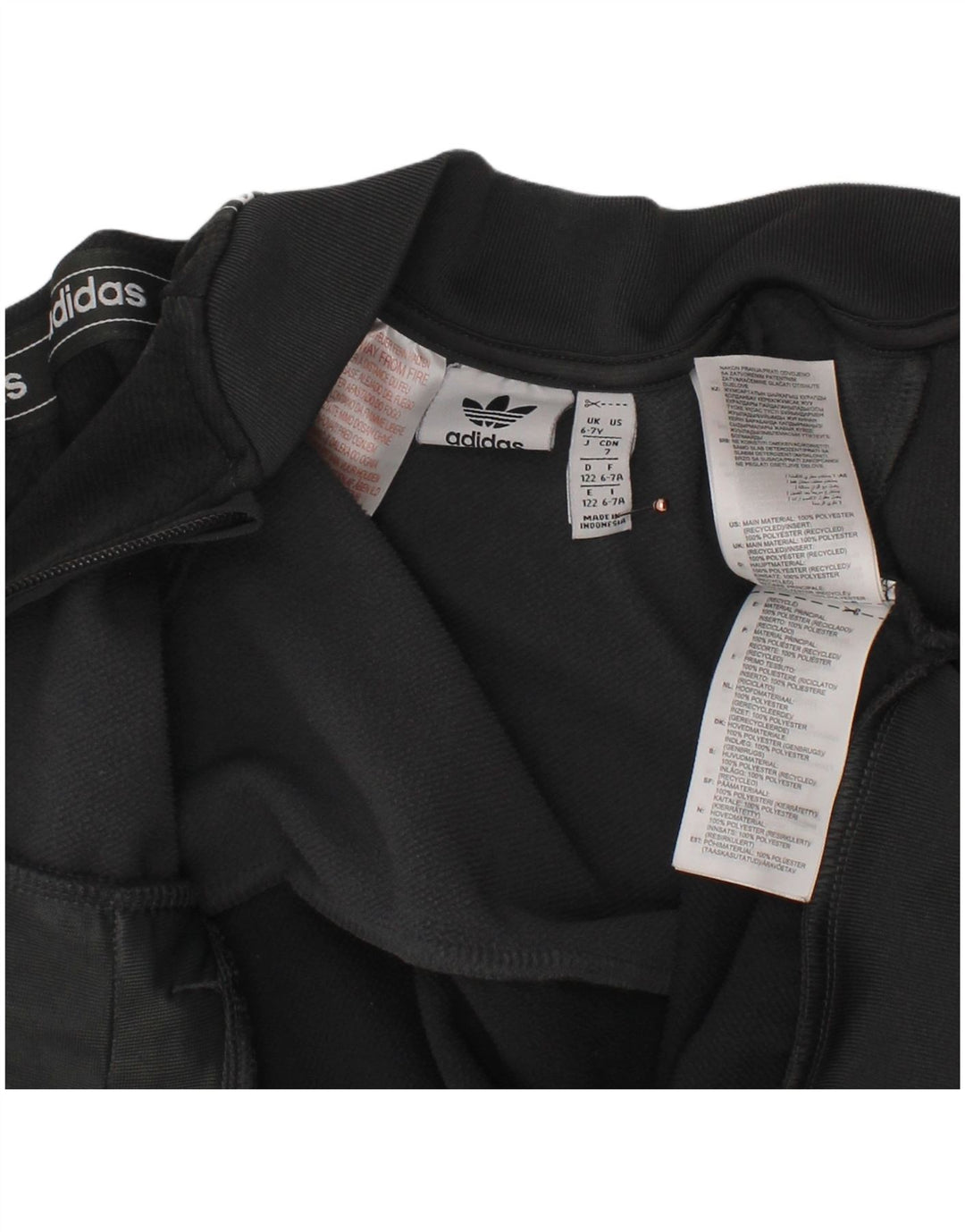 ADIDAS Jungen-Trainingsanzug mit grafischem Oberteil, 6–7 Jahre, graues Polyester