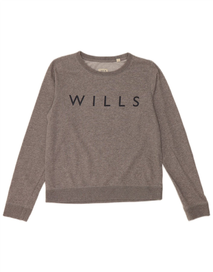 JACK WILLS Damen-Sweatshirt mit Grafik, UK 10, Größe S, grau, Baumwolle