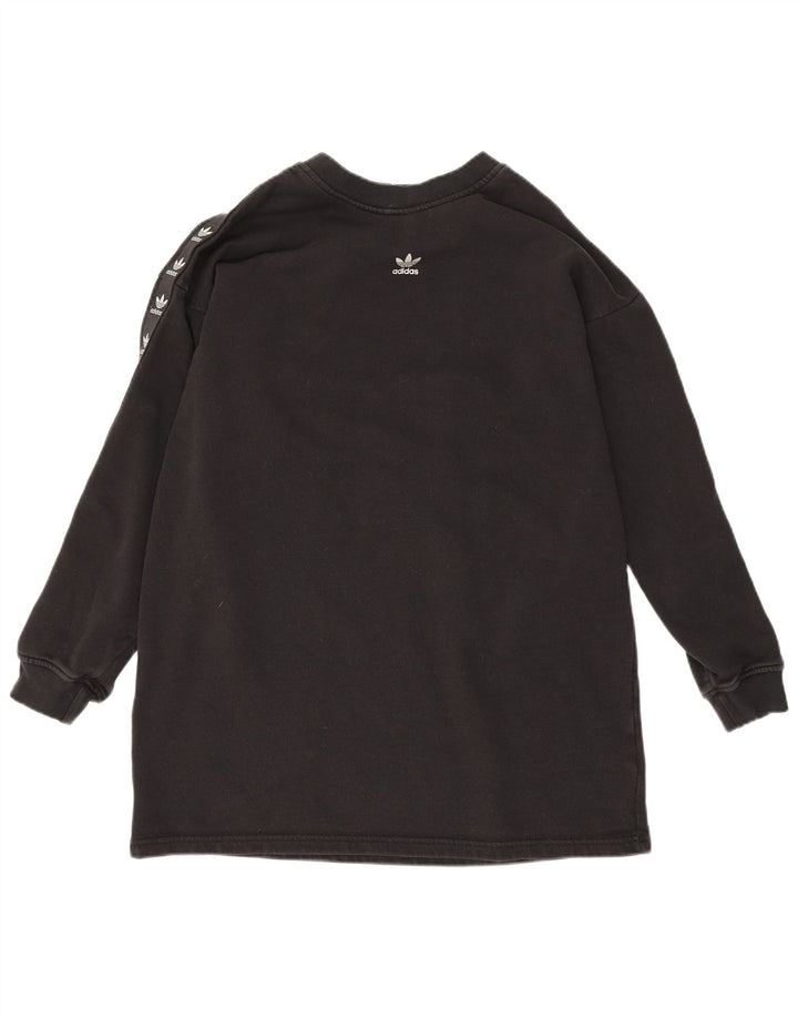 Adidas Damen Longline Graphic Sweatshirt Pullover UK 12 Mittelschwarze Baumwolle