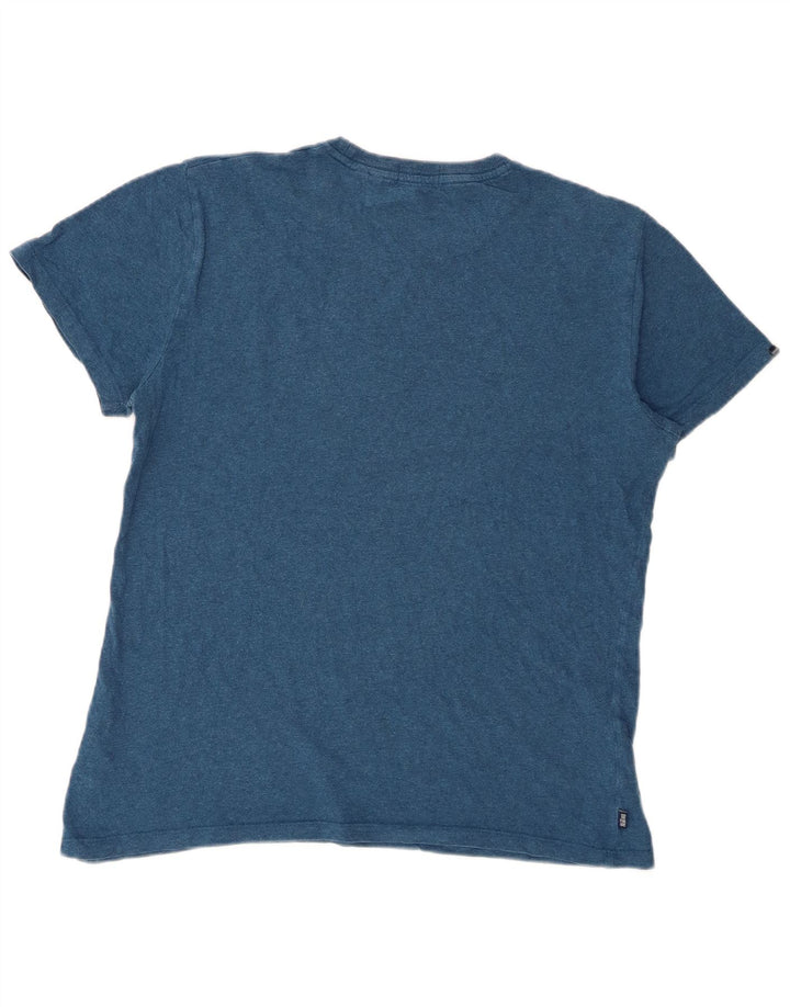 Superdry Herren-T-Shirt-Oberteil, groß, blau gefleckte Baumwolle